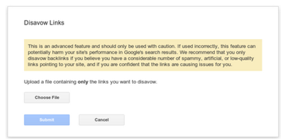 Upload links to Disavow links tool