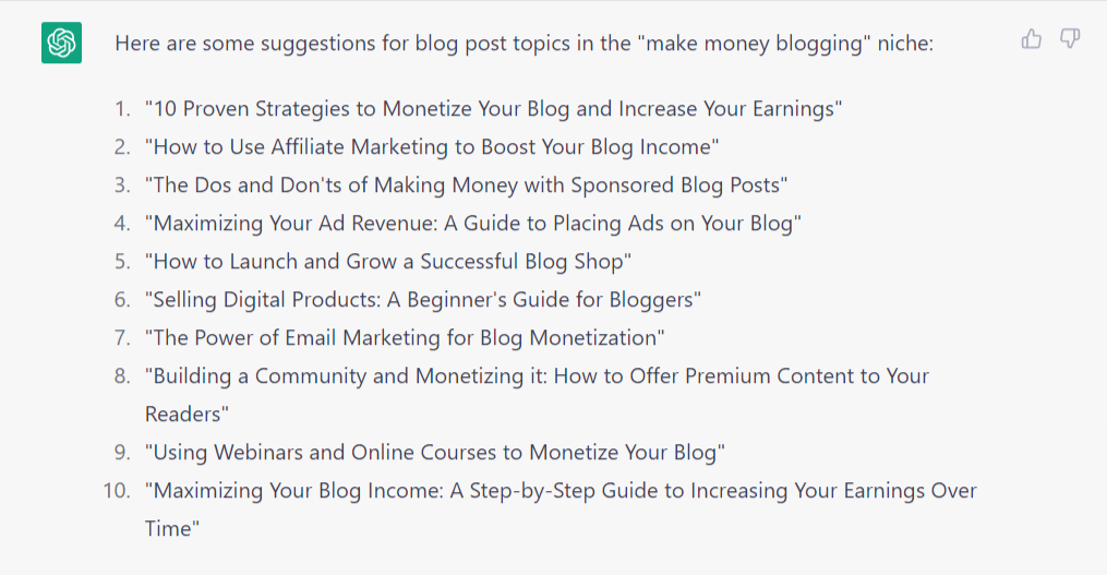 Get blog post suggestion with ChatGPT