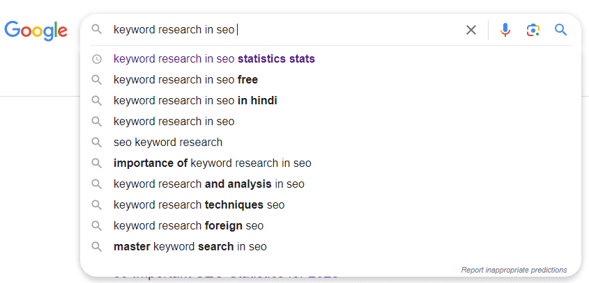 Autocomplete and related searches