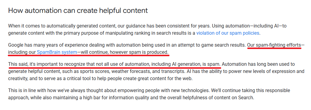Google Search's stand on AI-generated content