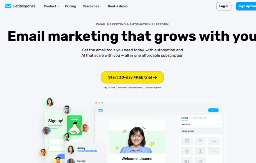 GetResponse combines traditional email marketing with powerful AI features