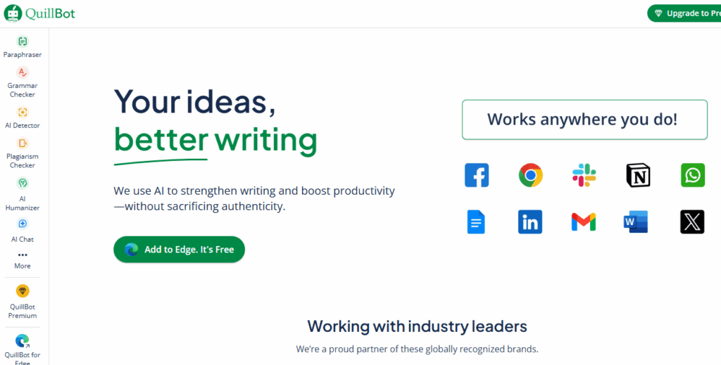 QuillBot dominates the AI writing assistance space for students and casual writers