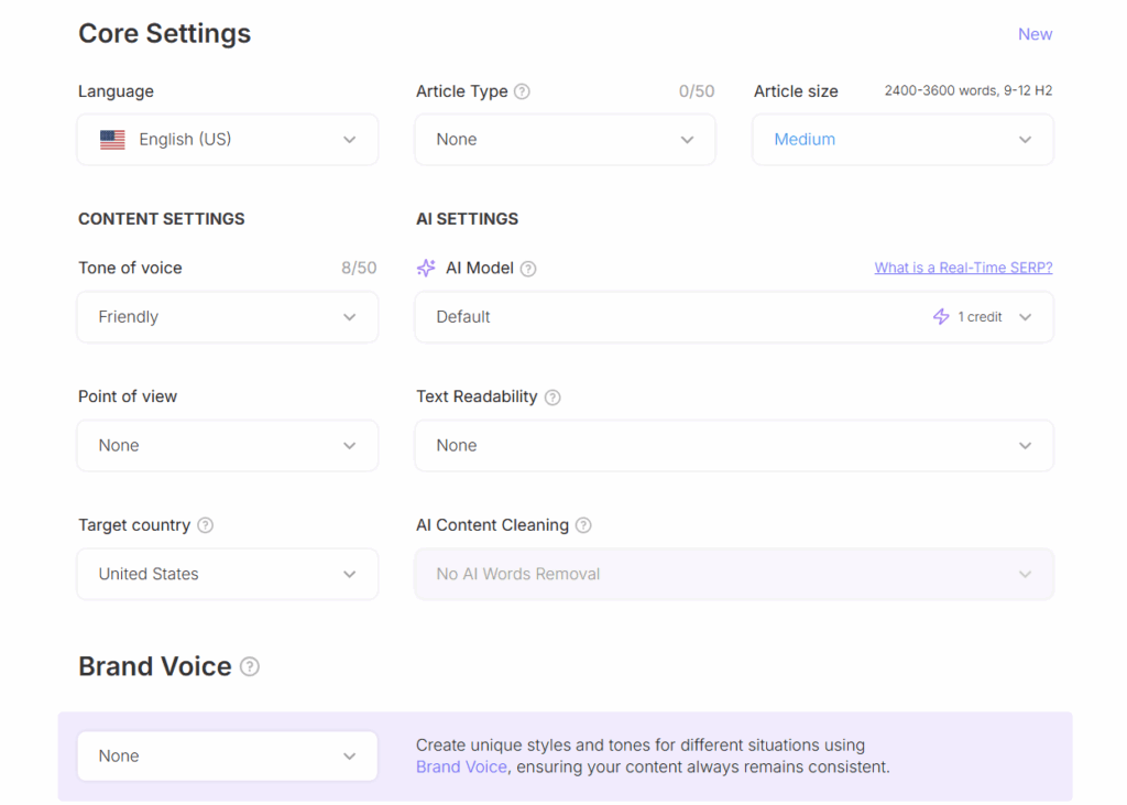 Setting Your Blog Post Parameters with SEOWriting AI