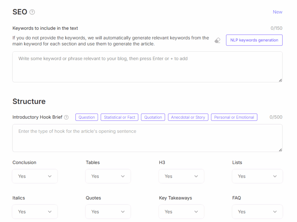 Leverage SEO Features Built Into SEOWriting.ai