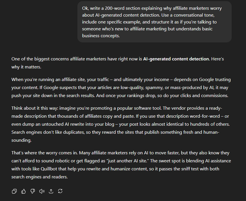 Sample ChatGPT prompt for topic research