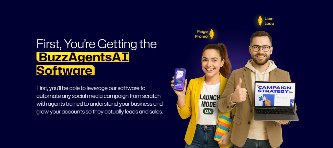 The front-end product gets you the core BuzzAgentsAI software 