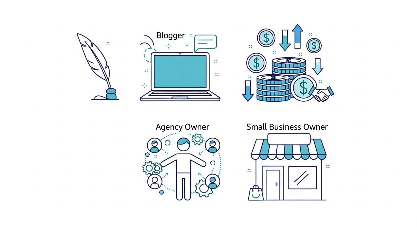 four distinct professional icons representing different user types