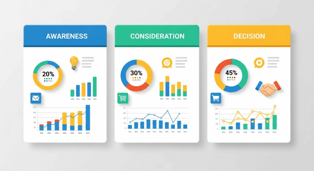 Three-panel infographic showing platform-specific strategies.