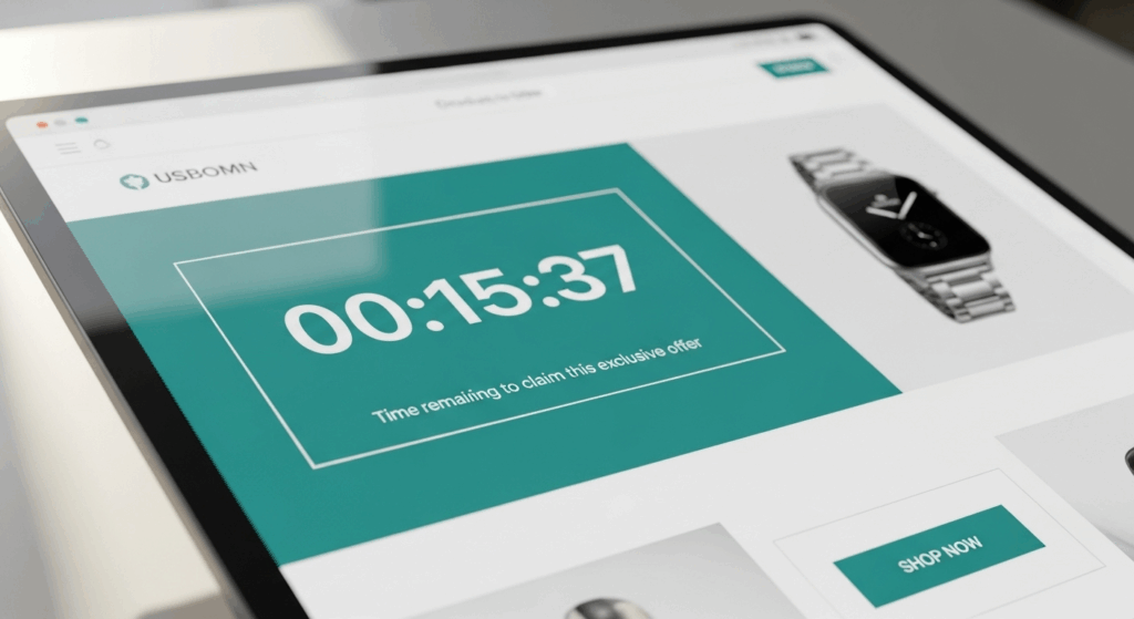 A countdown timer and a real limited offer tag on a clean, authentic product screen.