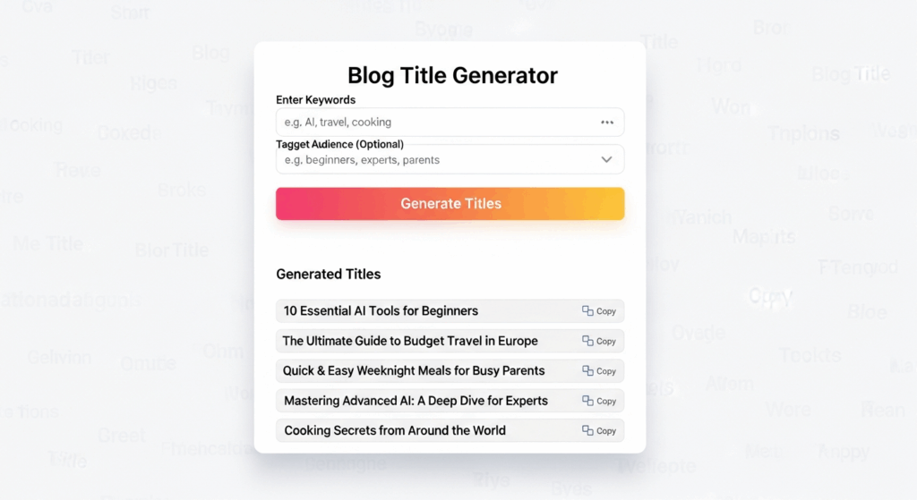 A mockup of an interactive widget embedded in a blog page.