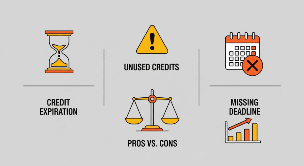 Illustrated checklist with warning icons showing potential risks