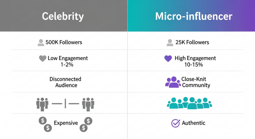 Image illustration of Micro-Influencer vs. Celebrity Comparison
