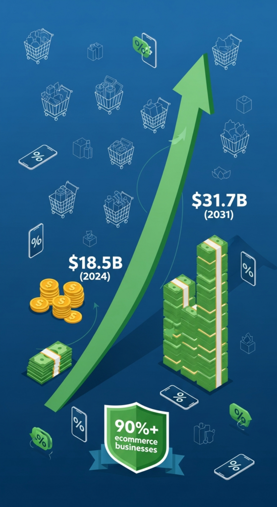 Infographic-style illustration showing affiliate marketing industry growth. 