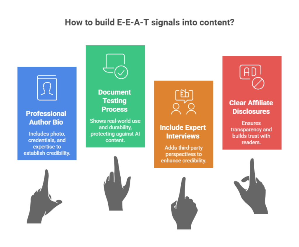 Graphic showing how to let Google know you're a real person with real expertise.