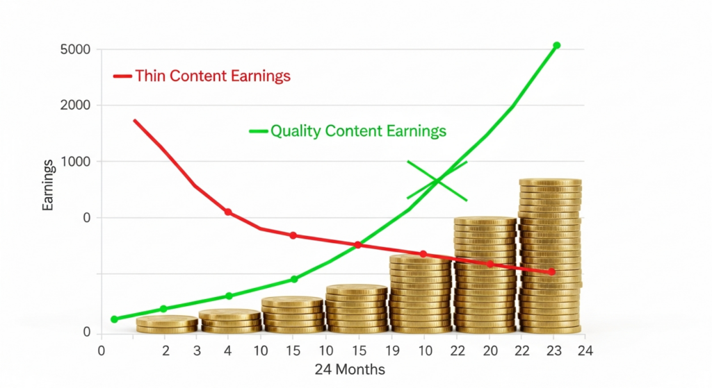 Graph showing two growth curves over 24 months. 