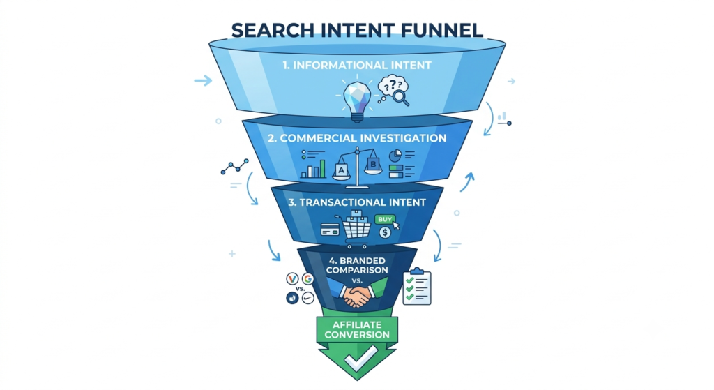 How I Evaluate Affiliate Keywords Before Writing a Single Word (2026) 3 Search Intent Funnel