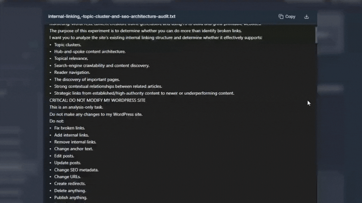Can Foenix.ai Really Improve WordPress Internal Linking? My Experiment 1 The complete prompt I used for the test