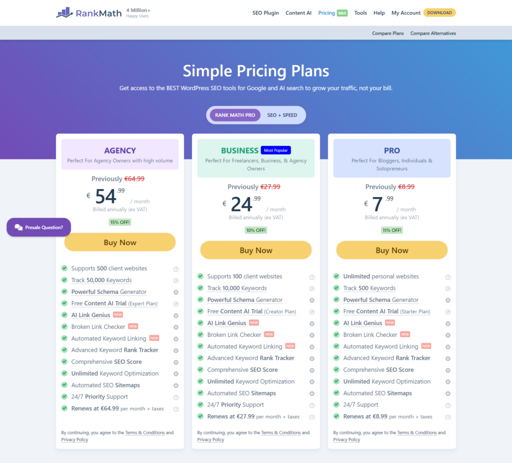 Rank Math vs SEOPress: Which WordPress SEO Plugin Is Best in 2026? 4 Rank Math pricing plans for 2026