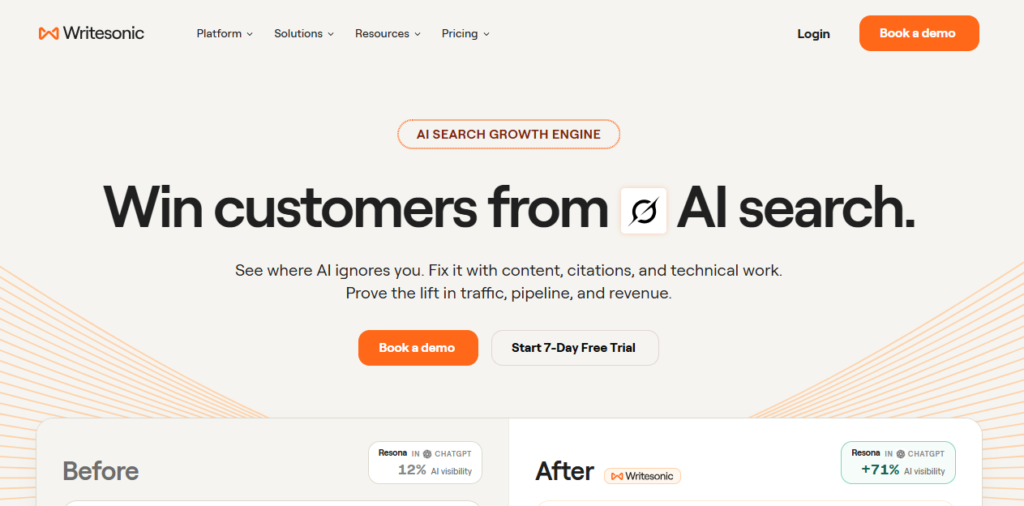 The 7 Best SEO AI Copywriting Tools in 2026 1 Writesonic – Best for SEO Content + AI Search Visibility